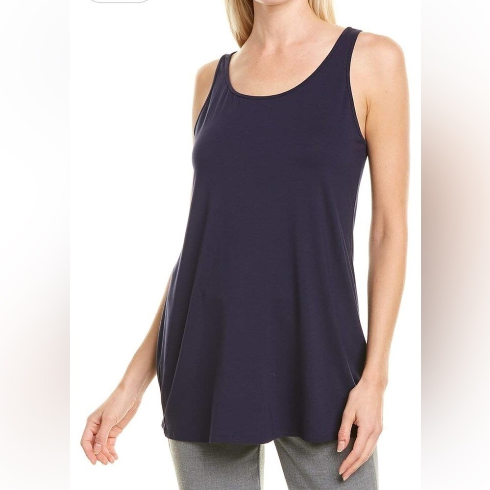 Eileen Fisher Sleeveless classic minimalist jersey navy tank top size small
